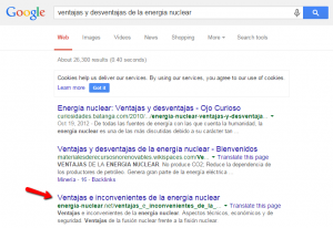 Resultados de Google - ventajas y desventajas de la energía nuclear